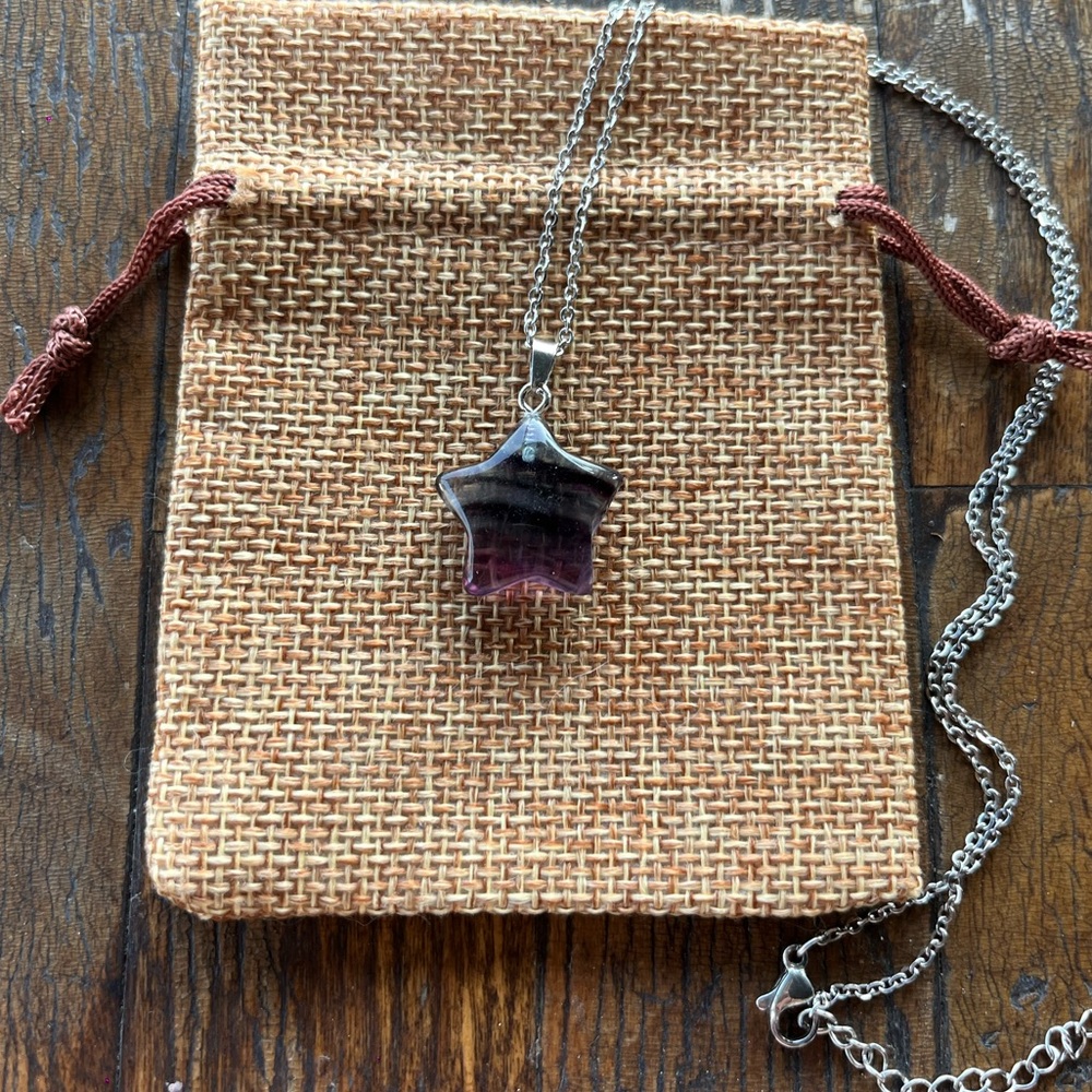 Fluorite Star Necklace Fluorite Pendant Crystal Star Necklace Rainbow Fluorite